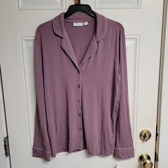 Soft button down purple long sleeve pajama top - Picture 7 of 7